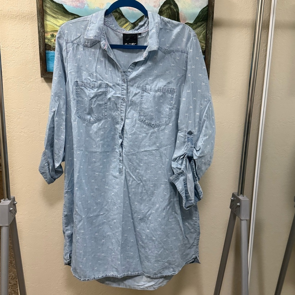 Nanette Lepore Light Blue Casual Button Down Shirt